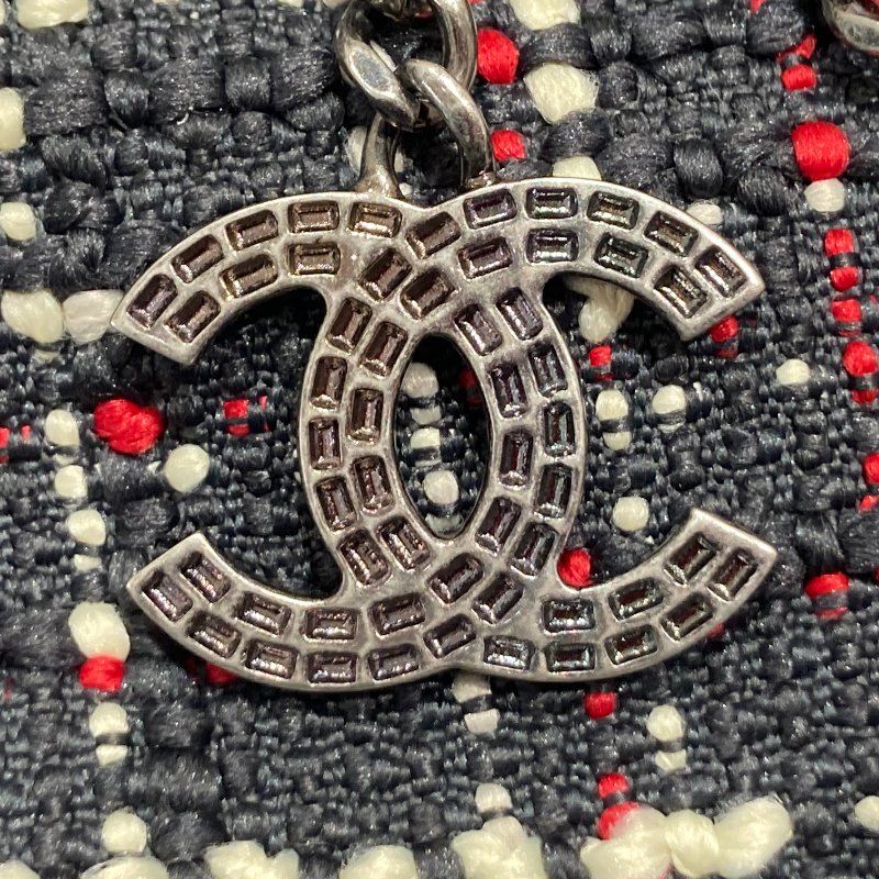 CHANEL 香奈兒 CF 毛呢 肩背包 紅色/黑色 銀鍊-22