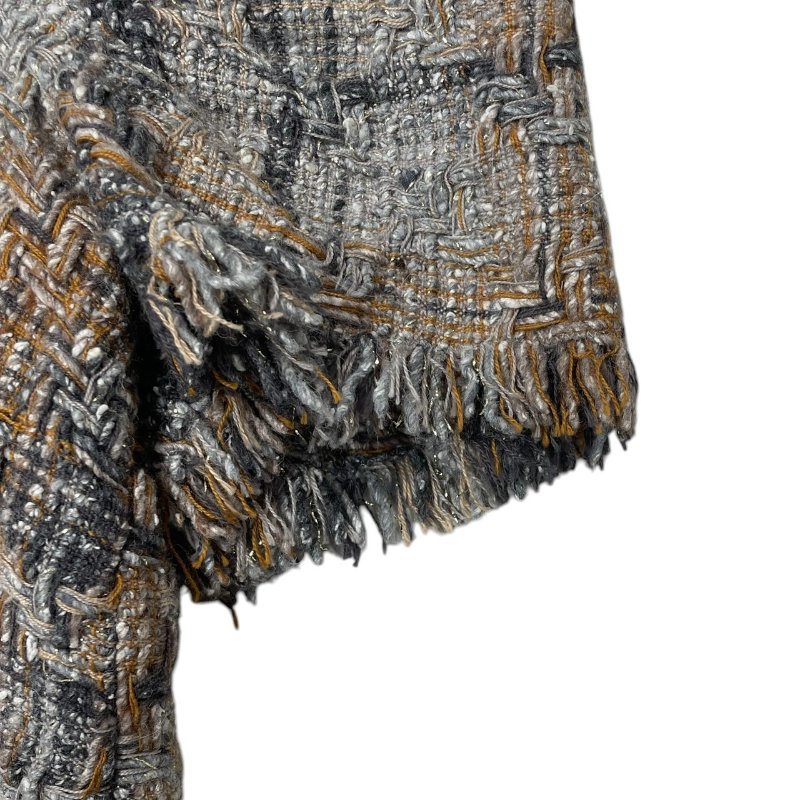 CHANEL 香奈兒 V領粗花呢上衣 羊毛混紡 米棕色 金釦 SIZE:36-7