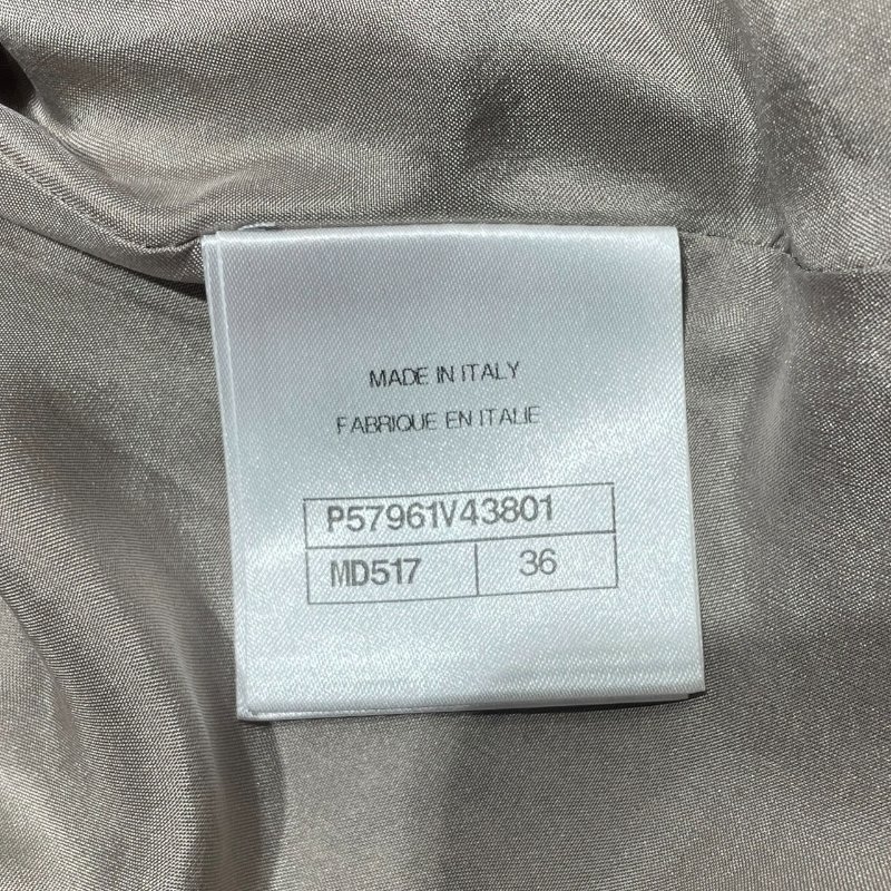 CHANEL 香奈兒 V領粗花呢上衣 羊毛混紡 米棕色 金釦 SIZE:36-9