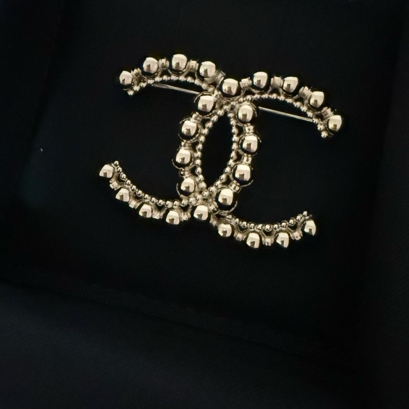 全新Chanel 香奈兒 淡金色 大小珠 胸針 別針-1