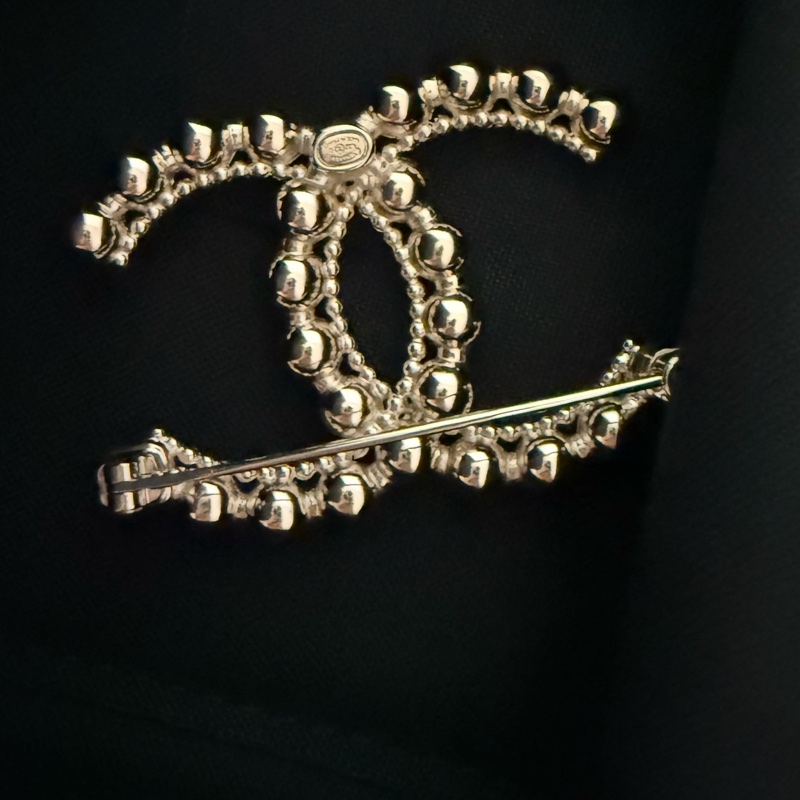 全新Chanel 香奈兒 淡金色 大小珠 胸針 別針-2