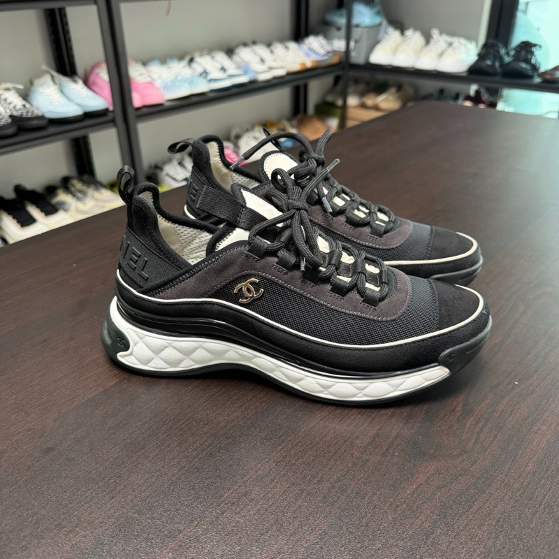 Chanel正品香奈兒運動鞋 氣墊黑色低幫徽標運動鞋 39碼-3