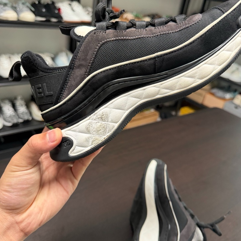 Chanel正品香奈兒運動鞋 氣墊黑色低幫徽標運動鞋 39碼-4