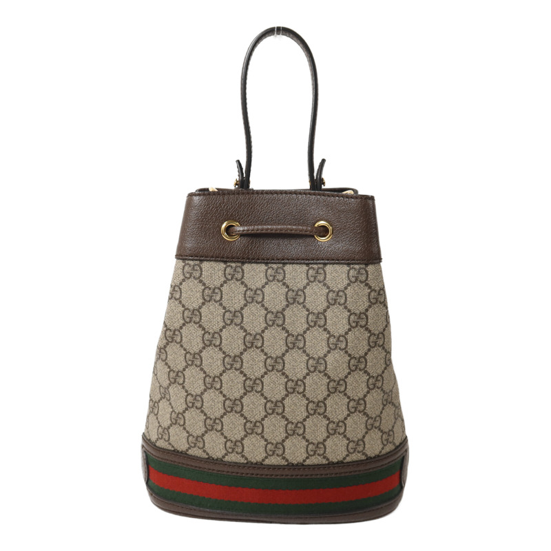 GUCCI 塗層帆布/牛皮皮革Ophidia GG Bucket手挽肩背兩用袋-1