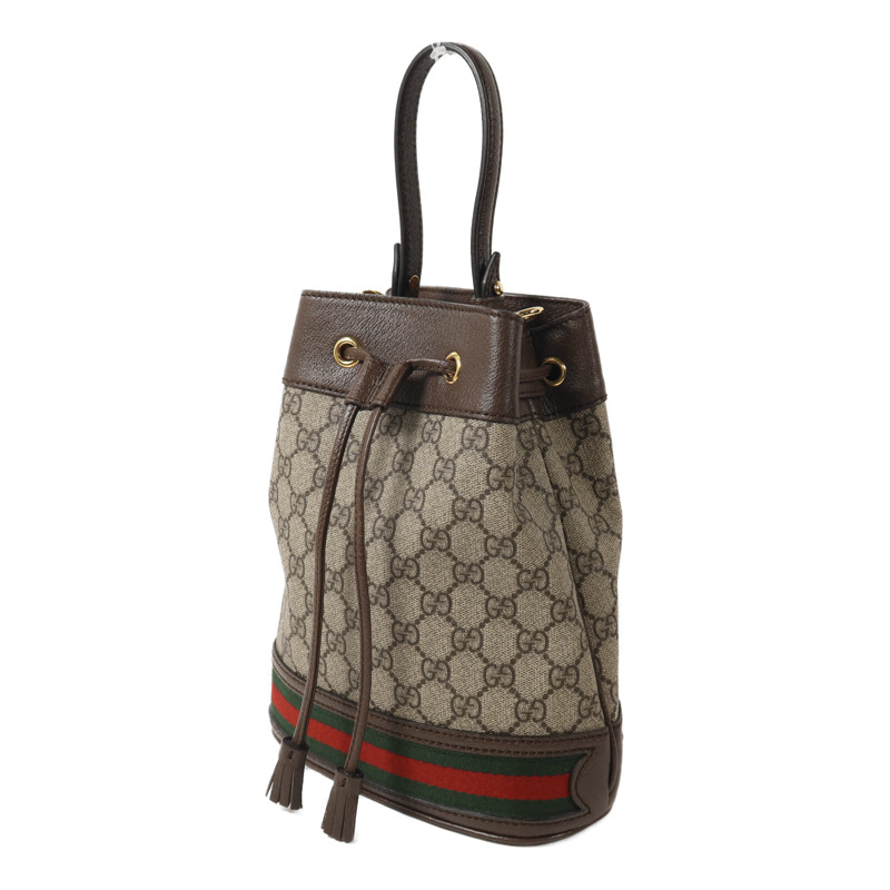 GUCCI 塗層帆布/牛皮皮革Ophidia GG Bucket手挽肩背兩用袋-2