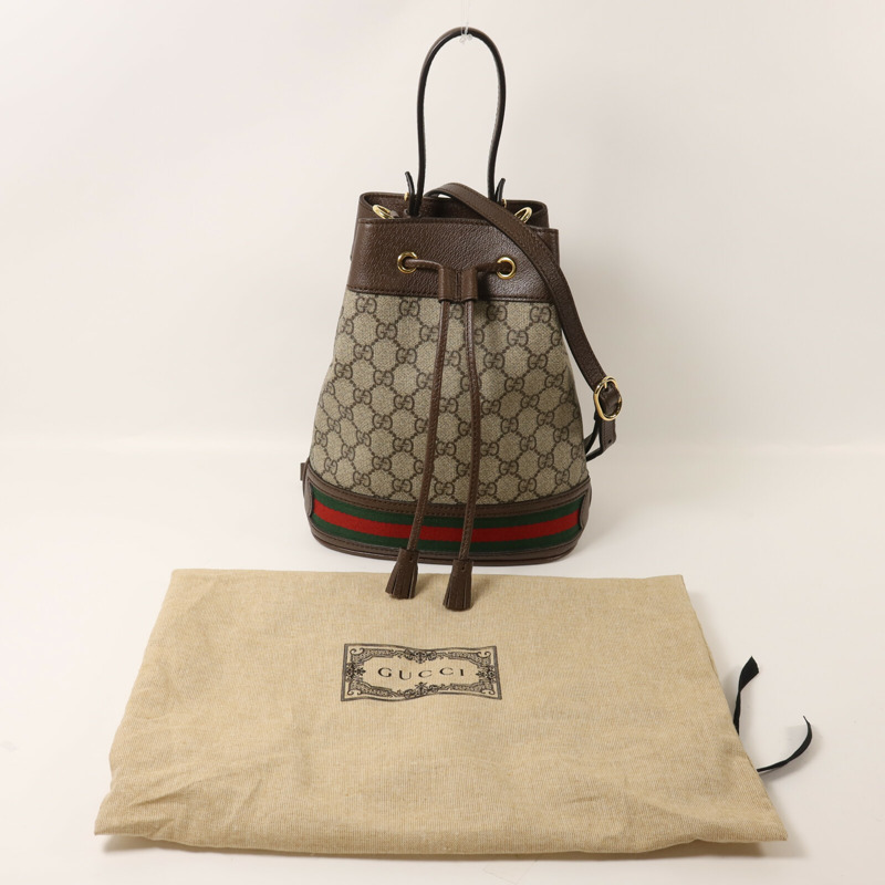 GUCCI 塗層帆布/牛皮皮革Ophidia GG Bucket手挽肩背兩用袋-8
