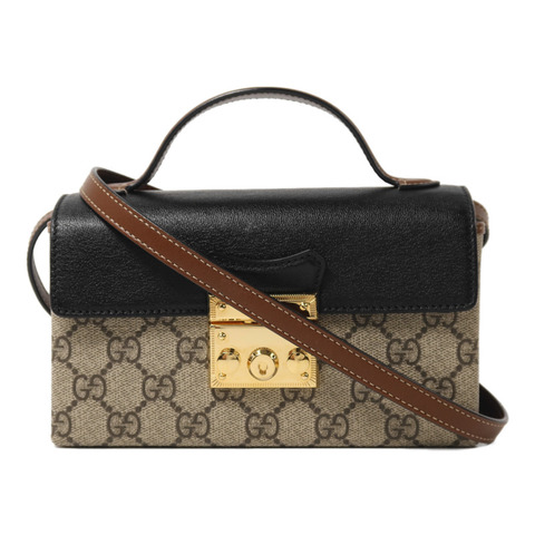 GUCCI 塗層帆布PadLock Mini手挽肩背兩用袋