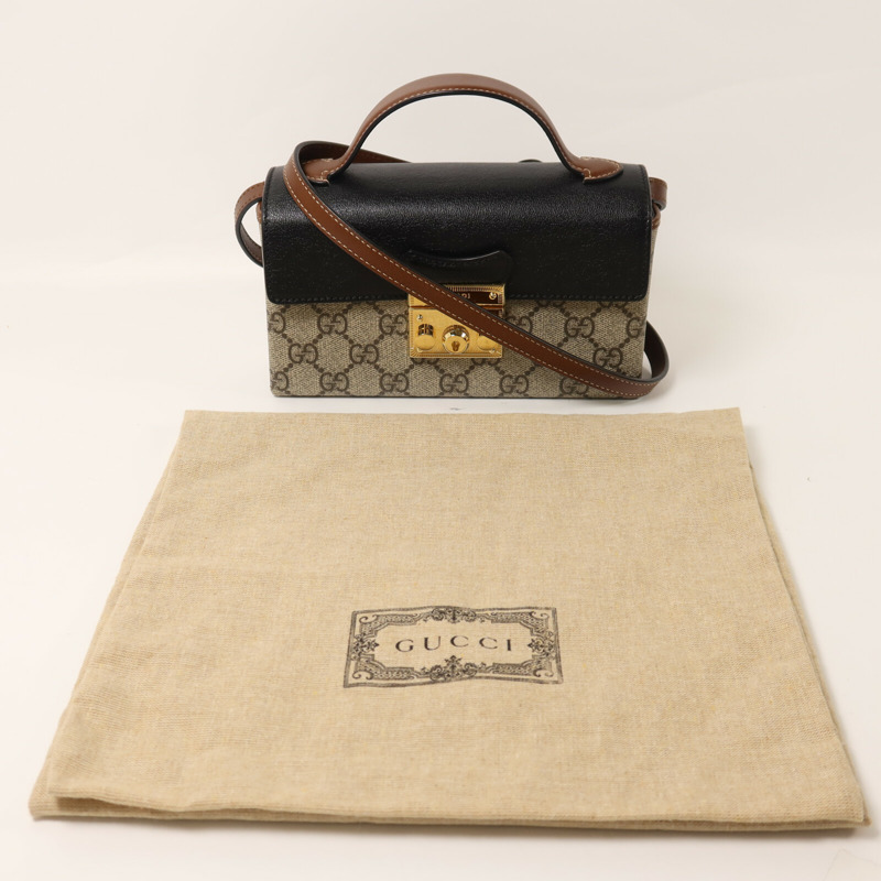 GUCCI 塗層帆布PadLock Mini手挽肩背兩用袋-8