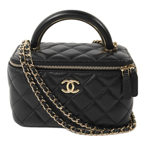 CHANEL 羊皮皮革Vanity Case With Top Handle鏈帶手挽肩背兩用袋