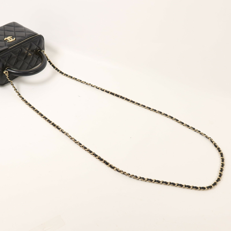 CHANEL 羊皮皮革Vanity Case With Top Handle鏈帶手挽肩背兩用袋-7