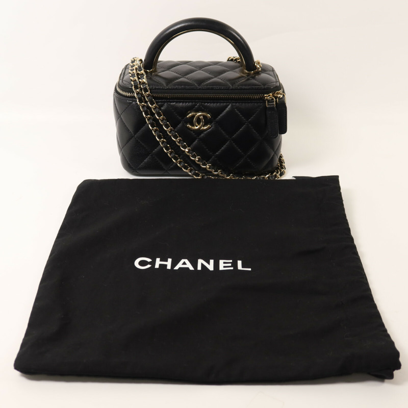 CHANEL 羊皮皮革Vanity Case With Top Handle鏈帶手挽肩背兩用袋-8
