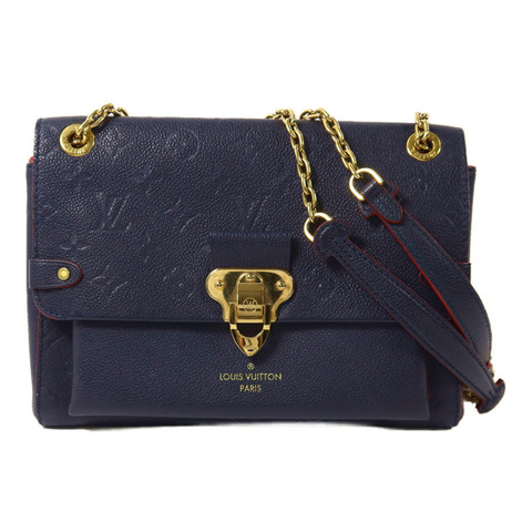 LOUIS VUITTON Monogram Empreinte Vavin PM鏈帶肩背袋深藍色