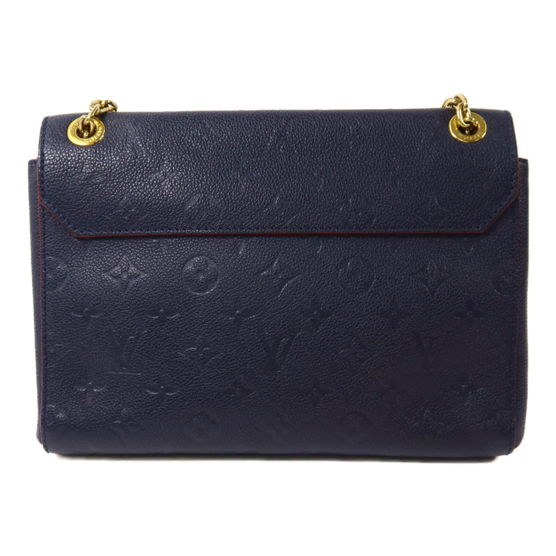 LOUIS VUITTON Monogram Empreinte Vavin PM鏈帶肩背袋深藍色-1