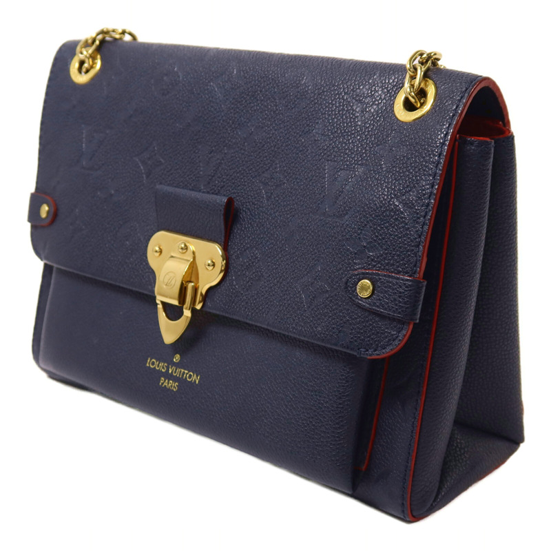 LOUIS VUITTON Monogram Empreinte Vavin PM鏈帶肩背袋深藍色-2