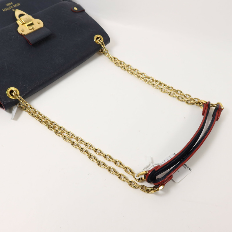 LOUIS VUITTON Monogram Empreinte Vavin PM鏈帶肩背袋深藍色-6