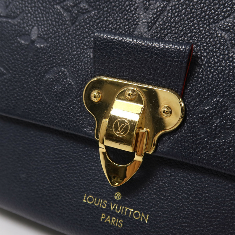 LOUIS VUITTON Monogram Empreinte Vavin PM鏈帶肩背袋深藍色-7