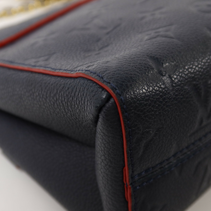 LOUIS VUITTON Monogram Empreinte Vavin PM鏈帶肩背袋深藍色-10