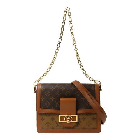 LOUIS VUITTON Monogram/Monogram Reverse Dauphine MM鏈帶手挽肩背兩用袋
