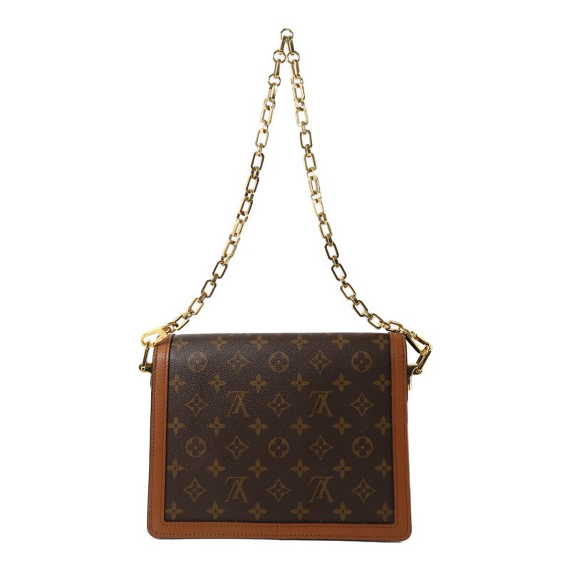 LOUIS VUITTON Monogram/Monogram Reverse Dauphine MM鏈帶手挽肩背兩用袋-1