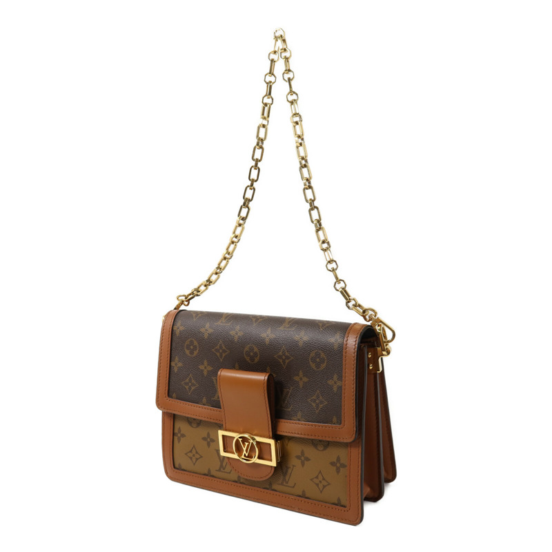 LOUIS VUITTON Monogram/Monogram Reverse Dauphine MM鏈帶手挽肩背兩用袋-2