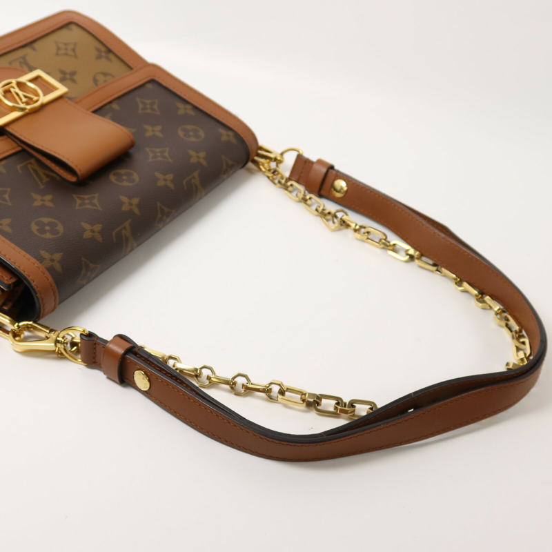 LOUIS VUITTON Monogram/Monogram Reverse Dauphine MM鏈帶手挽肩背兩用袋-7