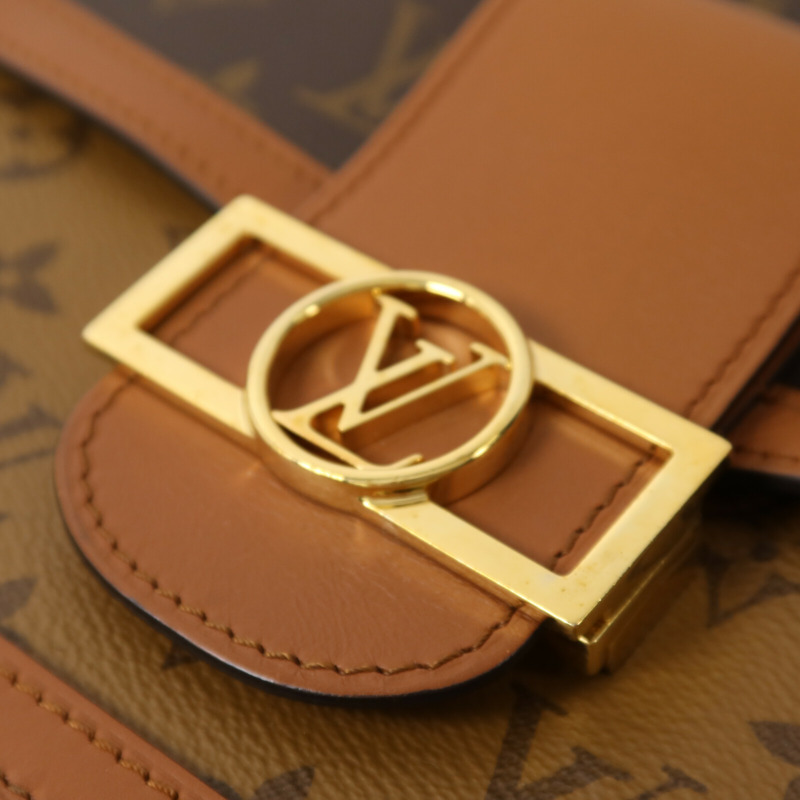 LOUIS VUITTON Monogram/Monogram Reverse Dauphine MM鏈帶手挽肩背兩用袋-8