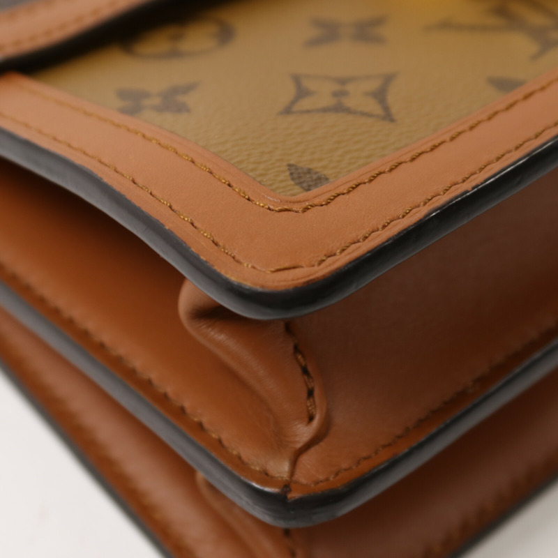 LOUIS VUITTON Monogram/Monogram Reverse Dauphine MM鏈帶手挽肩背兩用袋-9