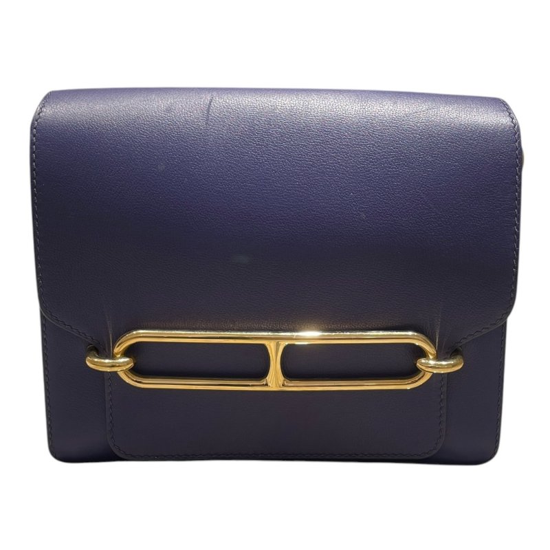 HERMES 愛馬仕 ROULIS 23 豬鼻包 皮革 藍色系 金釦-1
