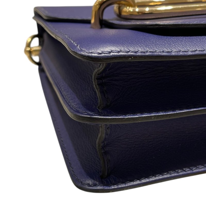 HERMES 愛馬仕 ROULIS 23 豬鼻包 皮革 藍色系 金釦-6