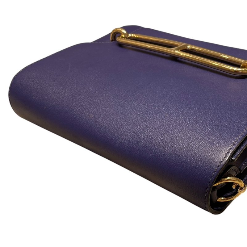 HERMES 愛馬仕 ROULIS 23 豬鼻包 皮革 藍色系 金釦-8