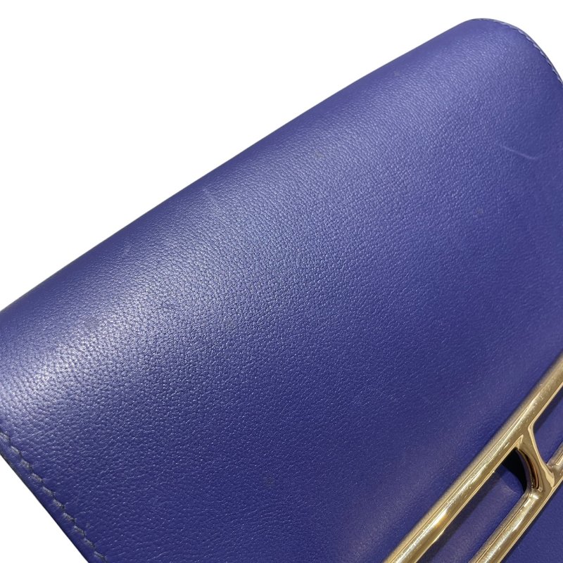HERMES 愛馬仕 ROULIS 23 豬鼻包 皮革 藍色系 金釦-9