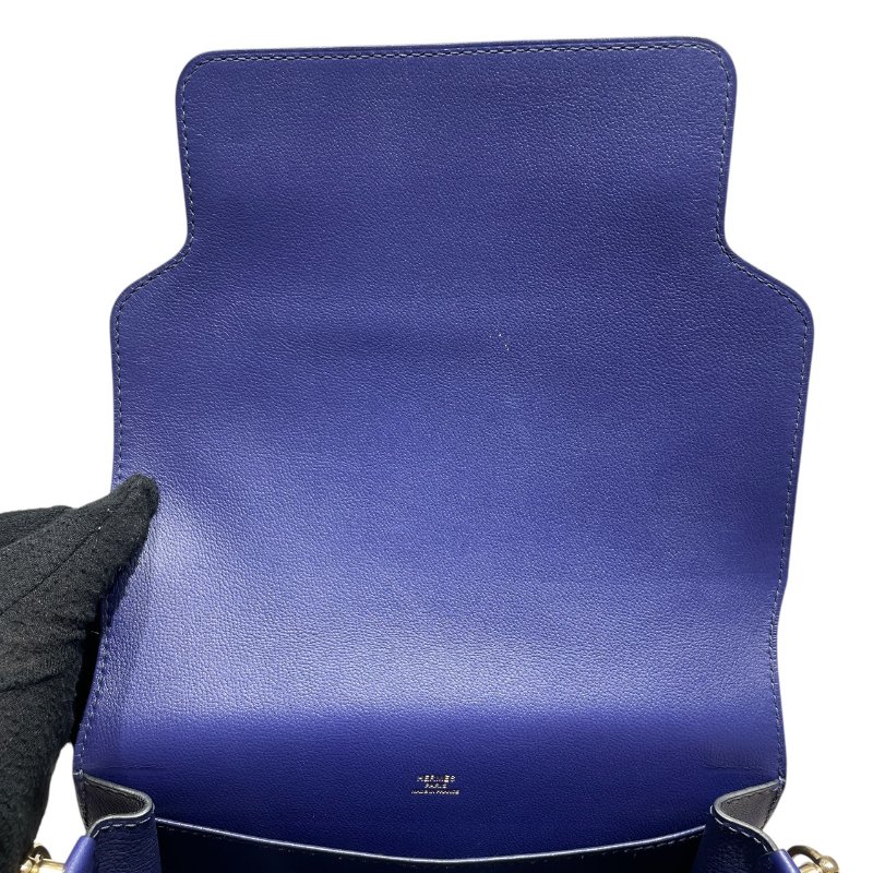 HERMES 愛馬仕 ROULIS 23 豬鼻包 皮革 藍色系 金釦-14