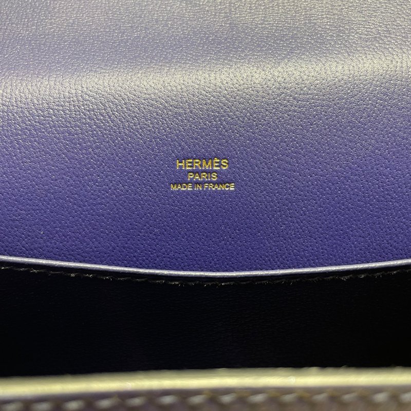 HERMES 愛馬仕 ROULIS 23 豬鼻包 皮革 藍色系 金釦-16