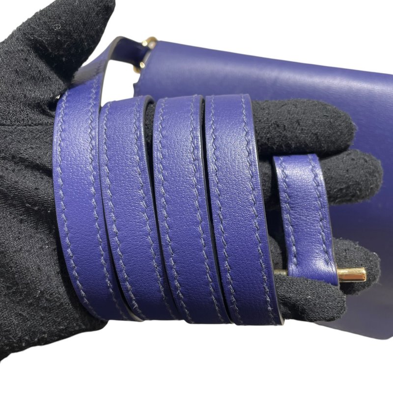 HERMES 愛馬仕 ROULIS 23 豬鼻包 皮革 藍色系 金釦-17