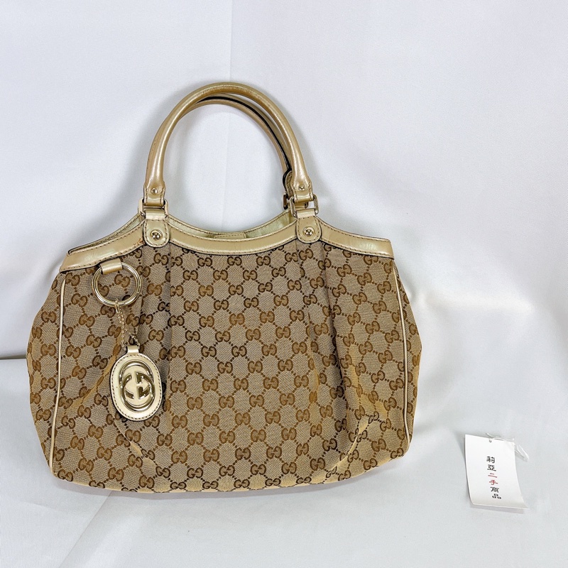 莉亞精品♡Gucci 211944 老花肩背包 白色 二手-2