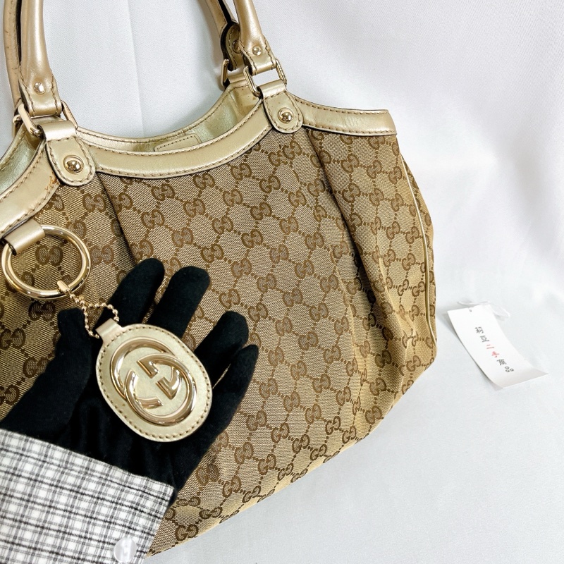 莉亞精品♡Gucci 211944 老花肩背包 白色 二手-3