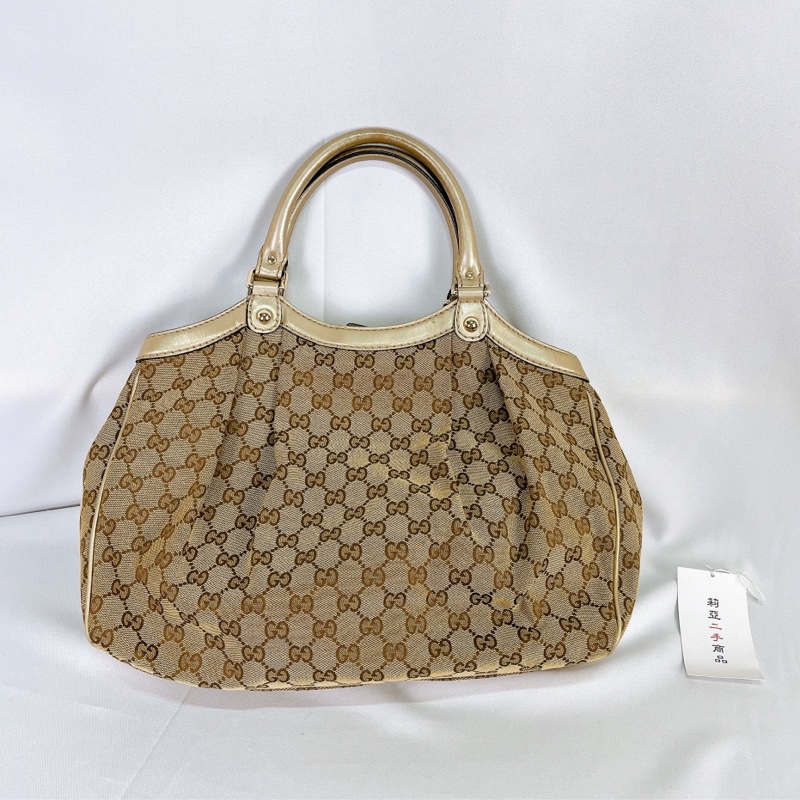 莉亞精品♡Gucci 211944 老花肩背包 白色 二手-4