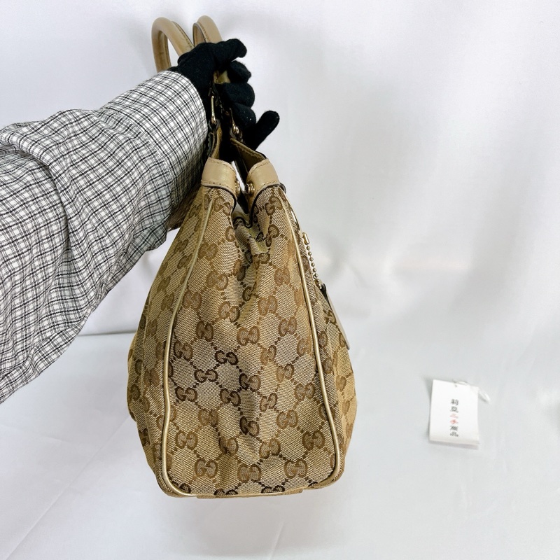 莉亞精品♡Gucci 211944 老花肩背包 白色 二手-6