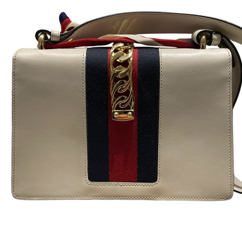 GUCCI 古馳 421882 SYLVIE WEB 肩背包 皮革 米白色 金釦-2