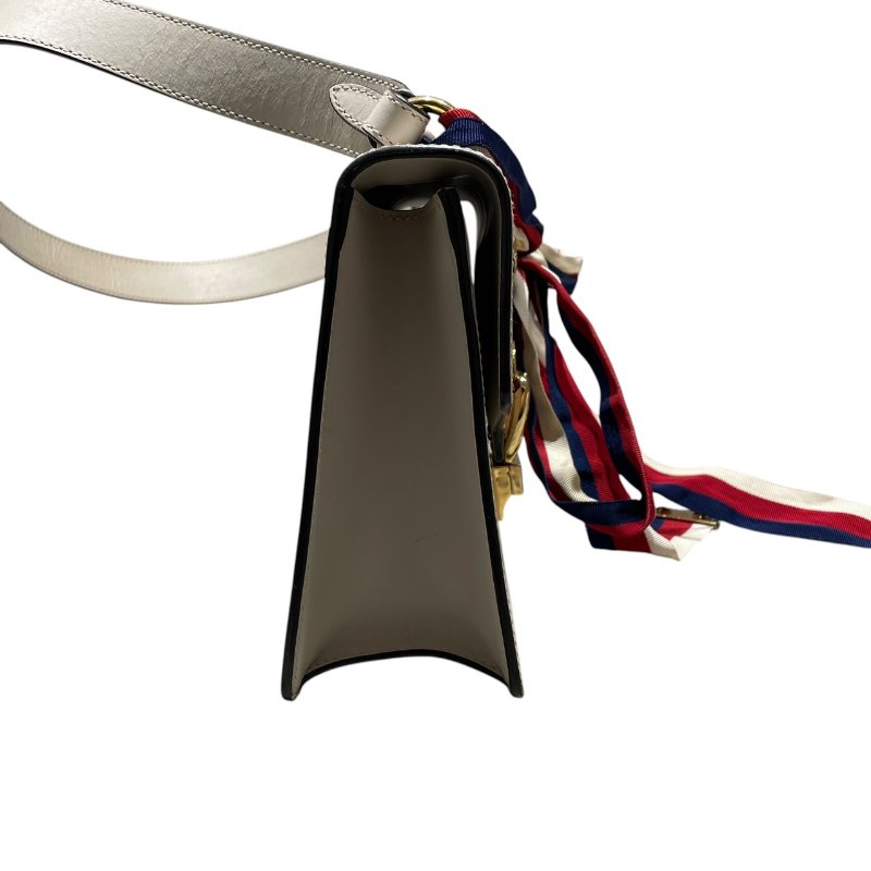 GUCCI 古馳 421882 SYLVIE WEB 肩背包 皮革 米白色 金釦-3