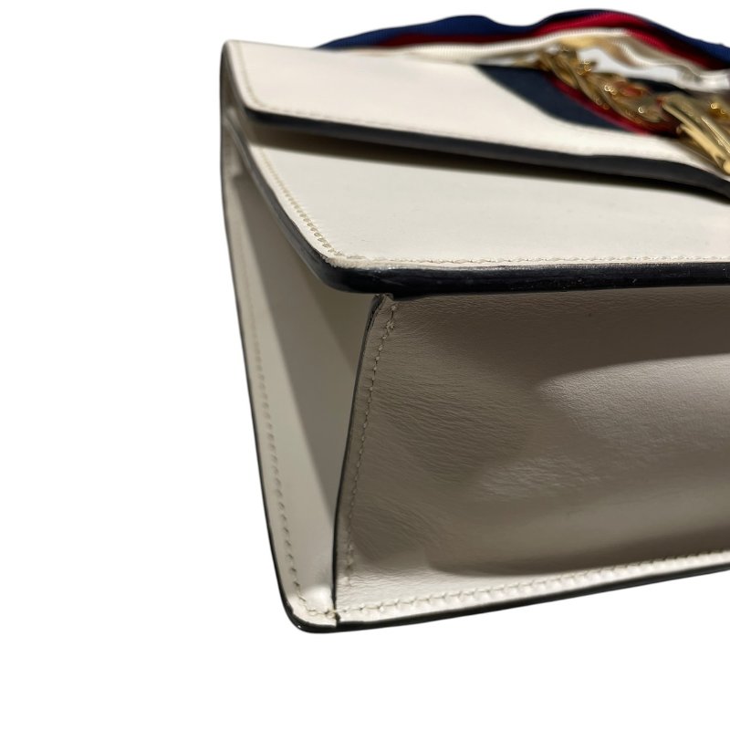 GUCCI 古馳 421882 SYLVIE WEB 肩背包 皮革 米白色 金釦-6