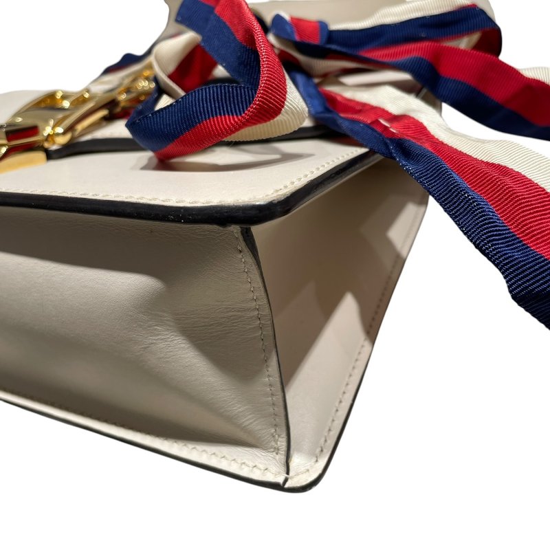 GUCCI 古馳 421882 SYLVIE WEB 肩背包 皮革 米白色 金釦-7