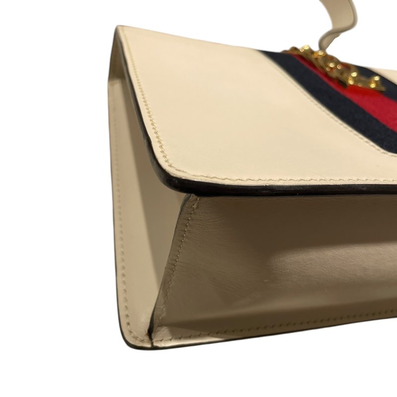 GUCCI 古馳 421882 SYLVIE WEB 肩背包 皮革 米白色 金釦-8