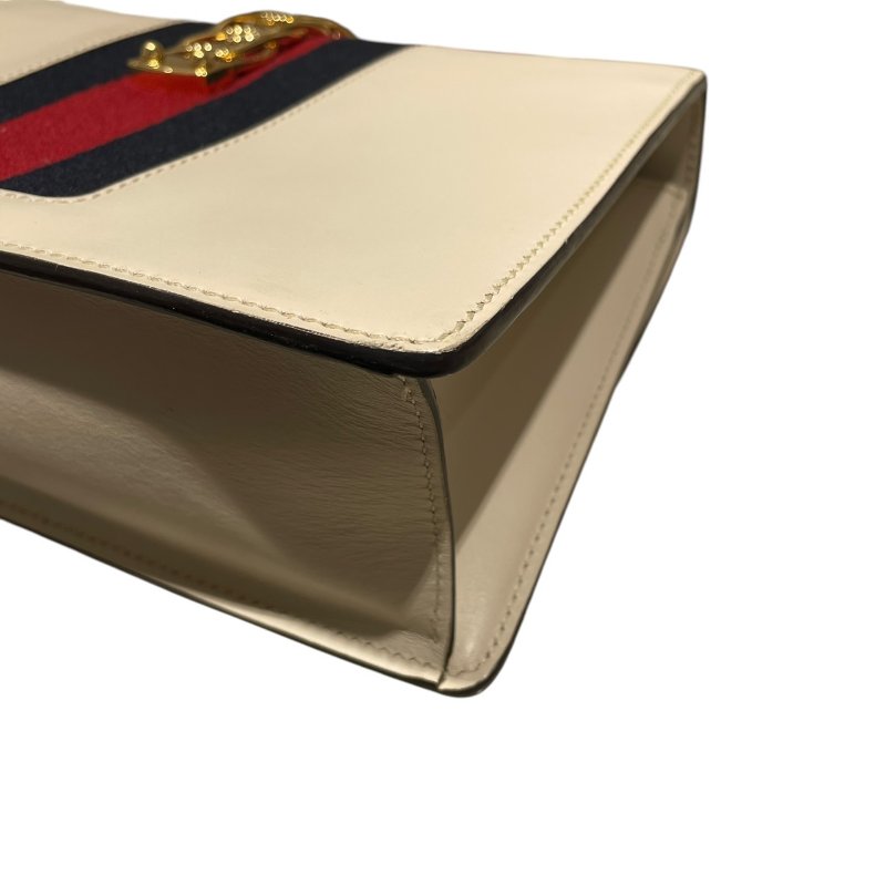 GUCCI 古馳 421882 SYLVIE WEB 肩背包 皮革 米白色 金釦-9