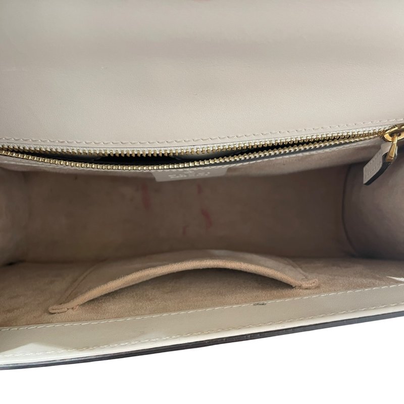 GUCCI 古馳 421882 SYLVIE WEB 肩背包 皮革 米白色 金釦-13