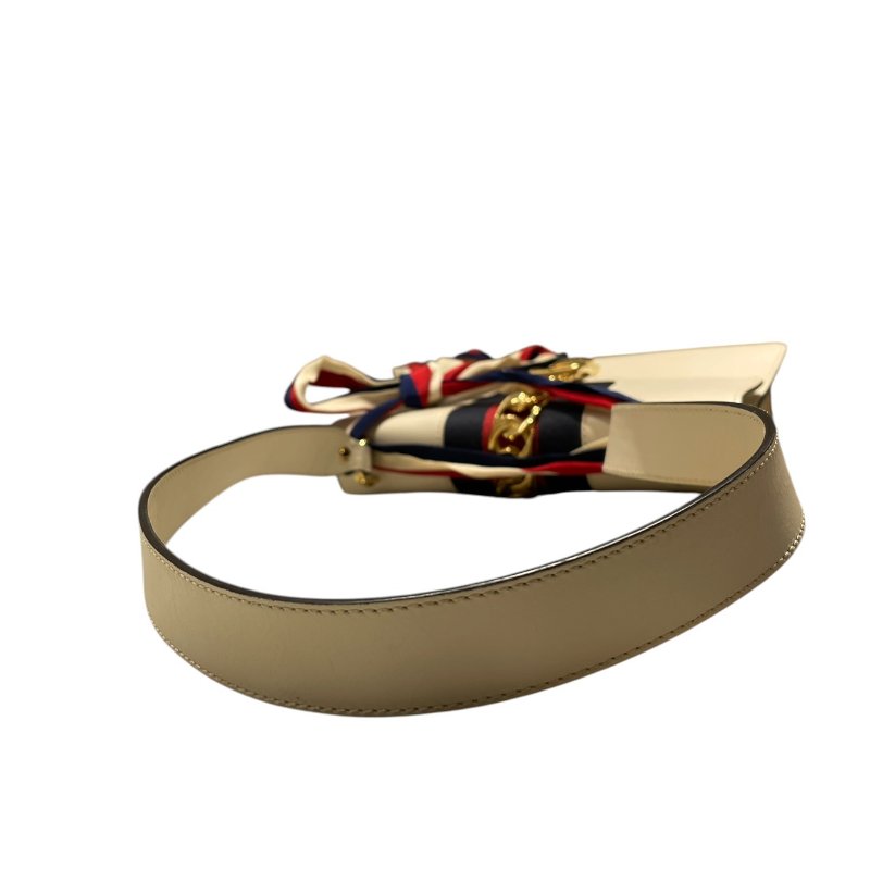 GUCCI 古馳 421882 SYLVIE WEB 肩背包 皮革 米白色 金釦-14