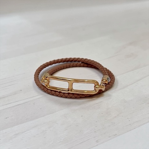 莉亞精品♡ Hermes 豬鼻子編織手環 磚紅 二手美品