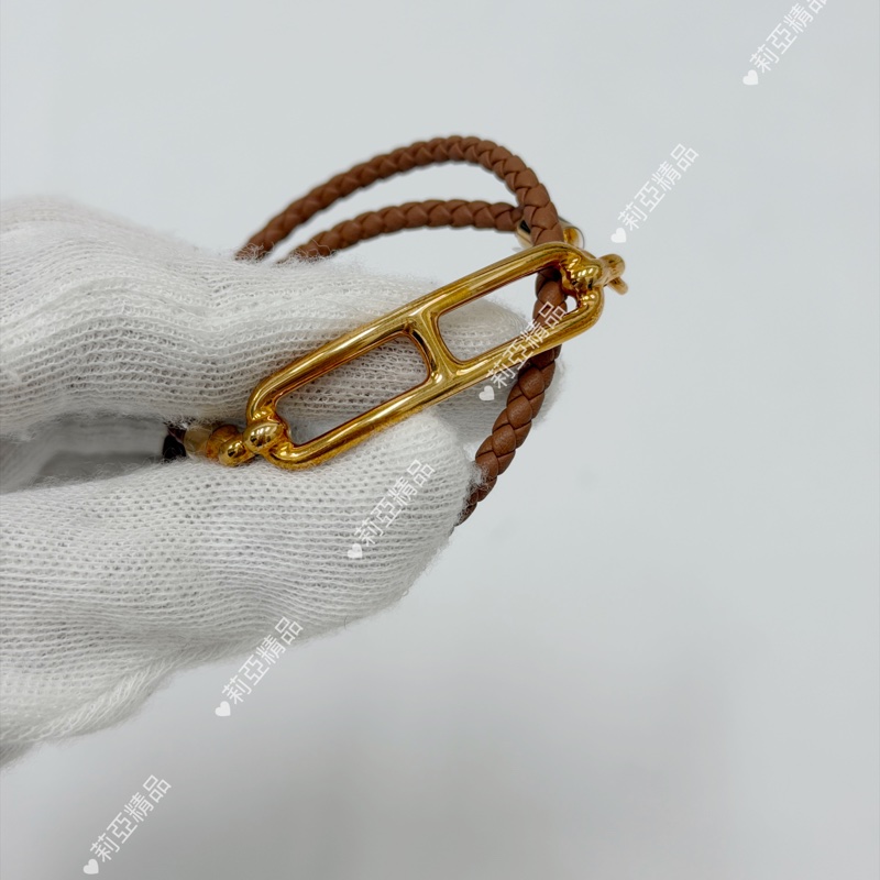 莉亞精品♡ Hermes 豬鼻子編織手環 磚紅 二手美品-1