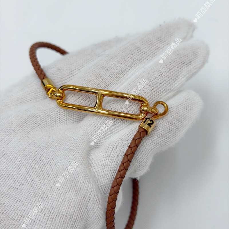 莉亞精品♡ Hermes 豬鼻子編織手環 磚紅 二手美品-4