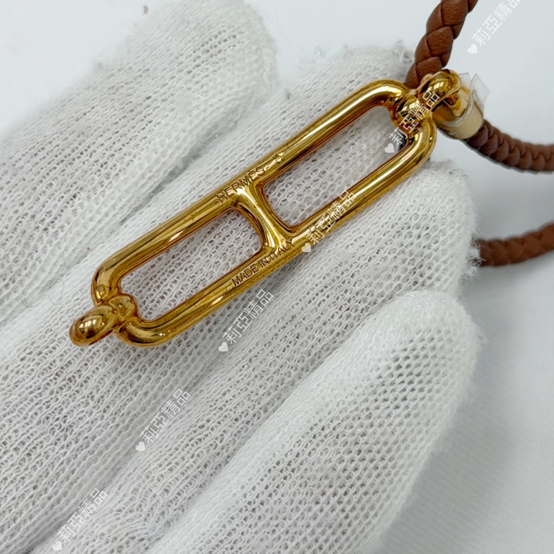 莉亞精品♡ Hermes 豬鼻子編織手環 磚紅 二手美品-6